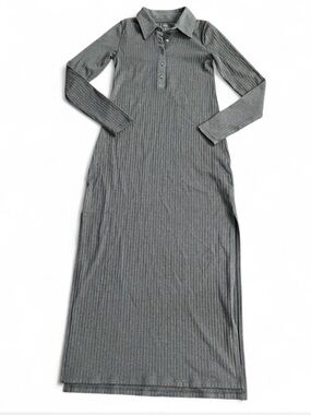 Aerie Ribbed Collared Bodycon Dress Size XS Long Sleeve Casual Fitted Midi Dress